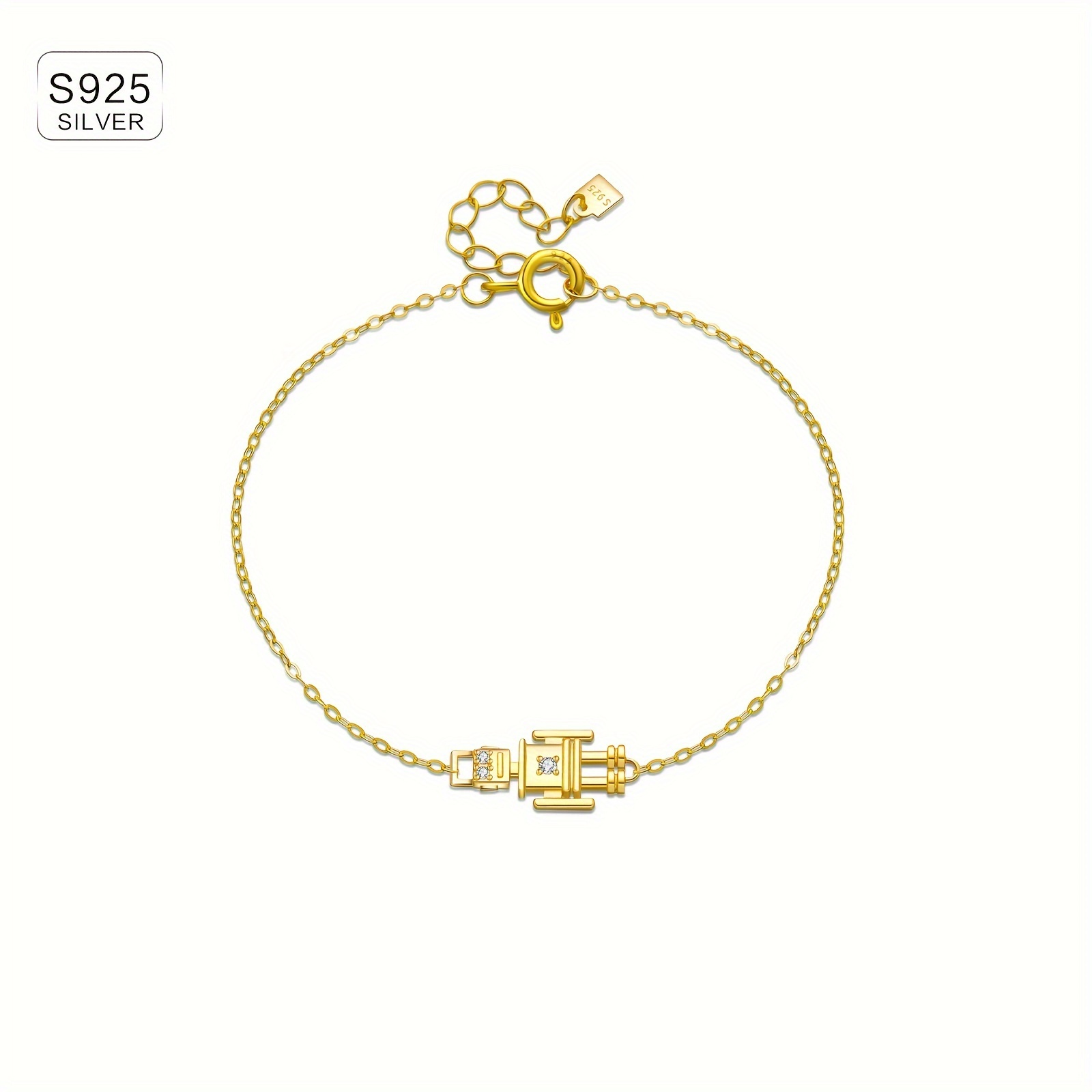 925 Silver Robot Bracelet with Zirconia, for Girlfriend